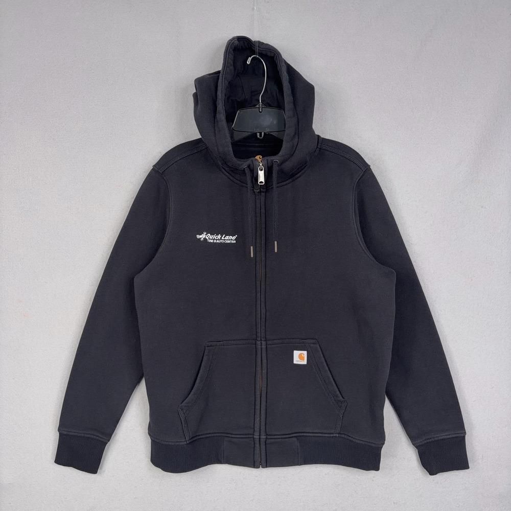 Carhartt Hoodie Womens Large Full Zip Black Quick Lane Logo Workwear Streetwear